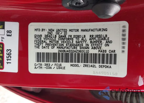 2010 Toyota Corolla Le z USA, uszkodzony, nr VIN 1NXBU4EE2AZ363110